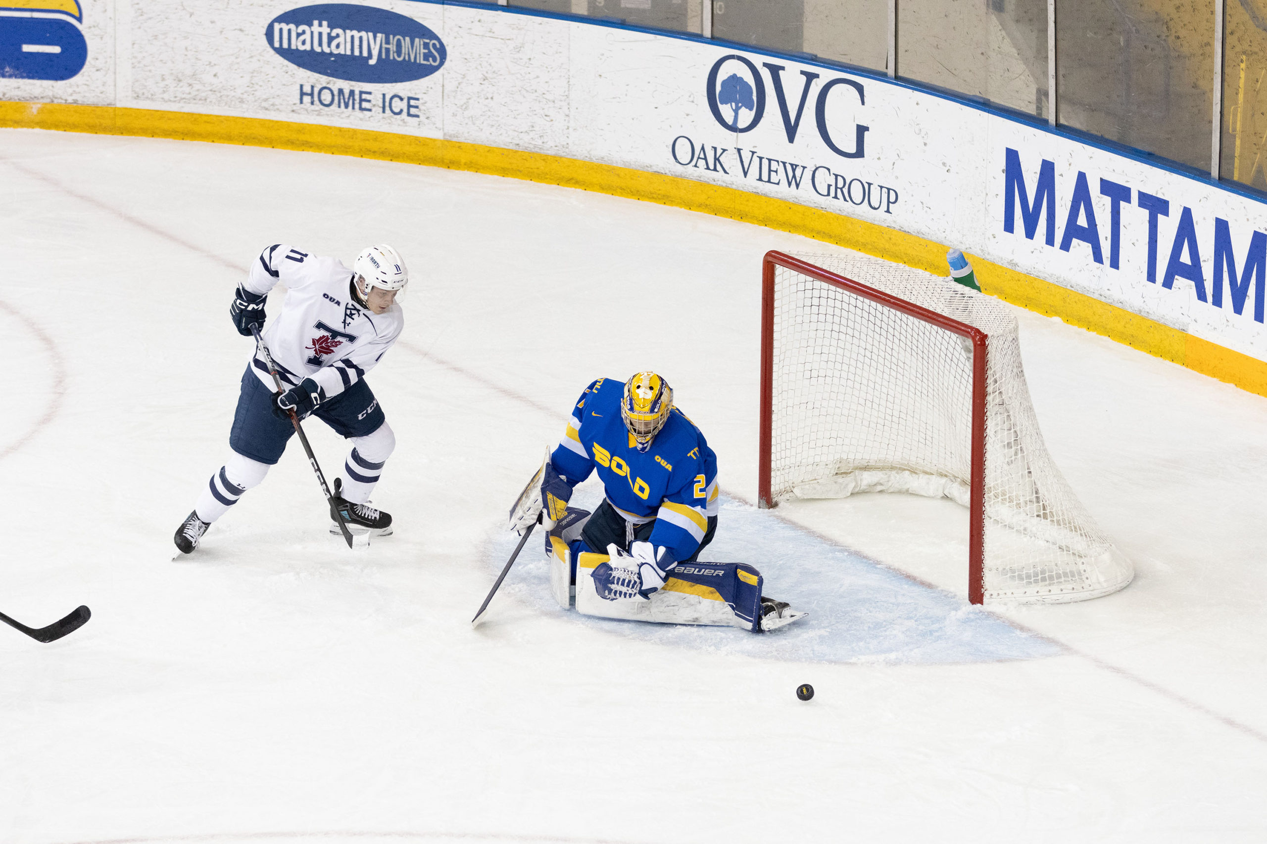 Kai Edmonds rushes to make a save