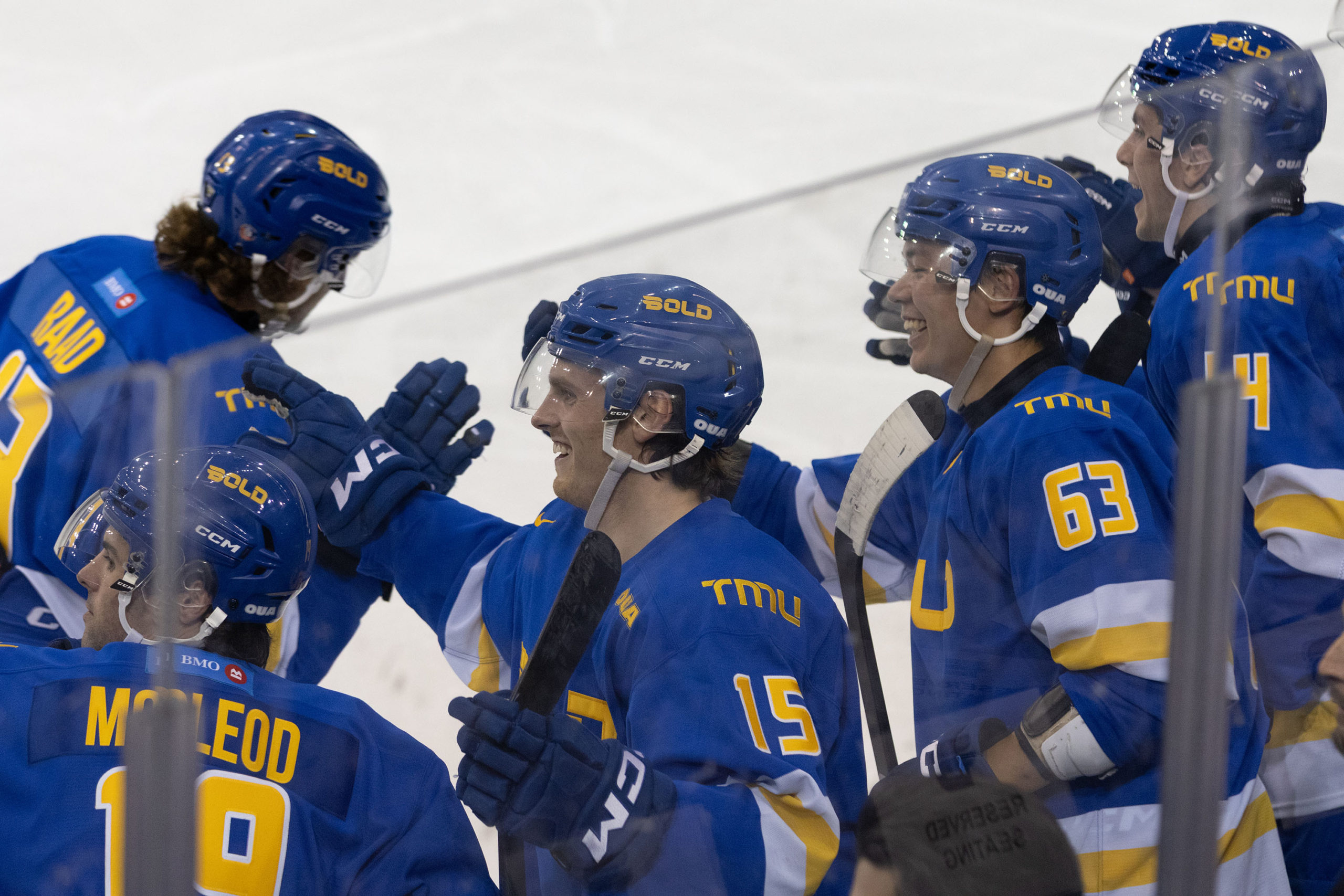 Jaden Raad celebrates his goal with his team