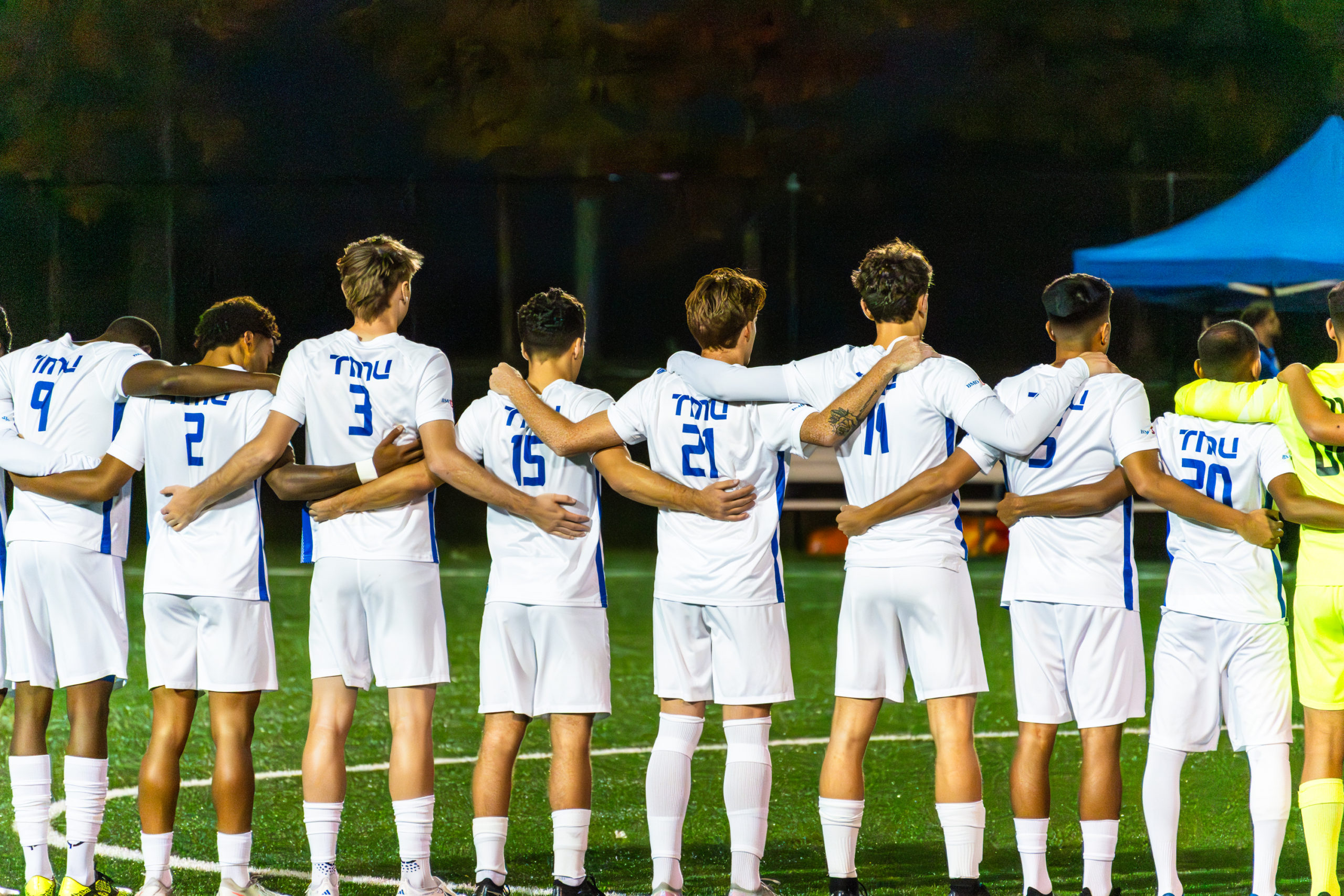 TMU lines up shoulder-to-shoulder before the game