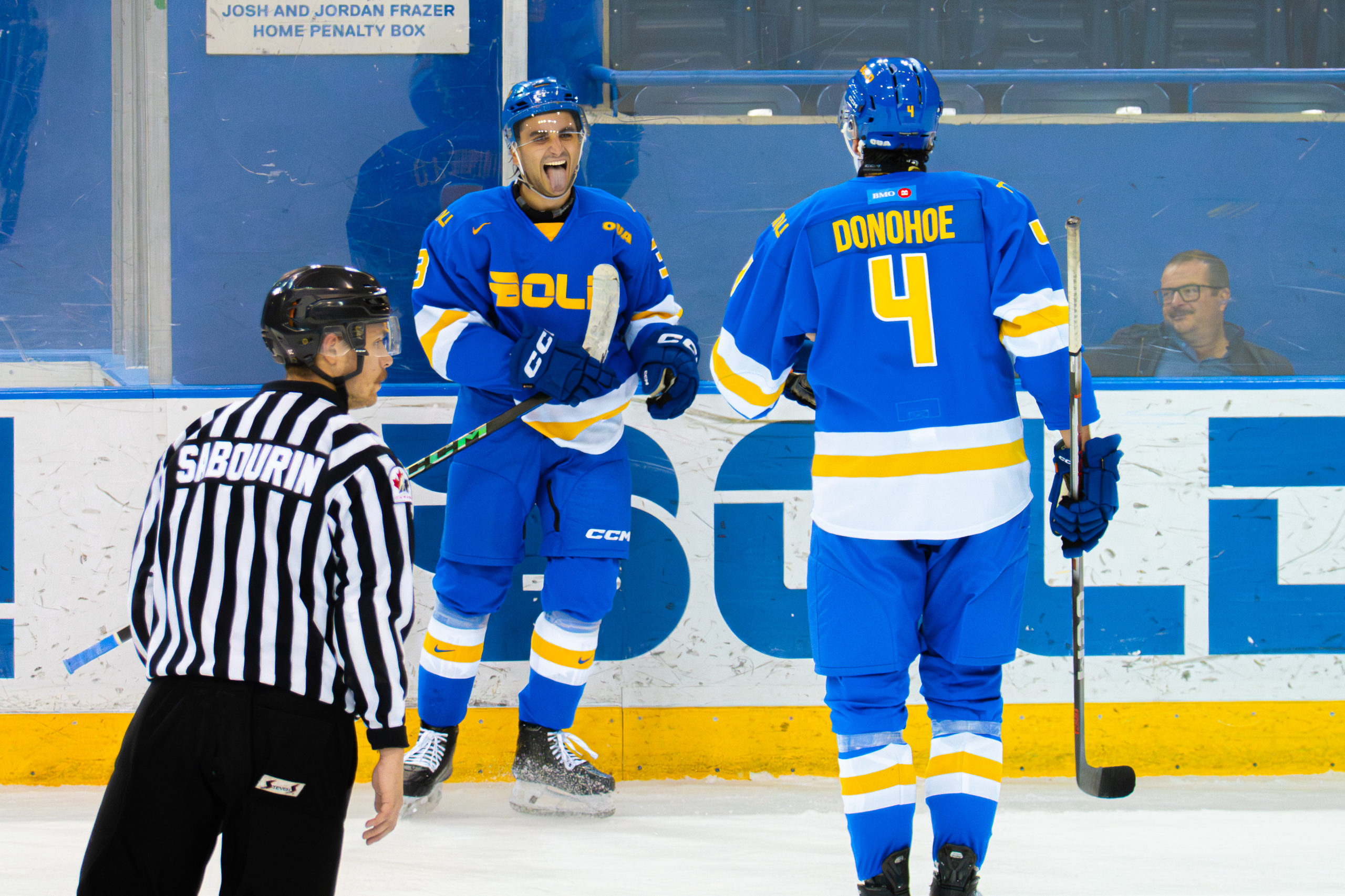 Bold players celebrate a goal at the Mattamy Athletics Centre