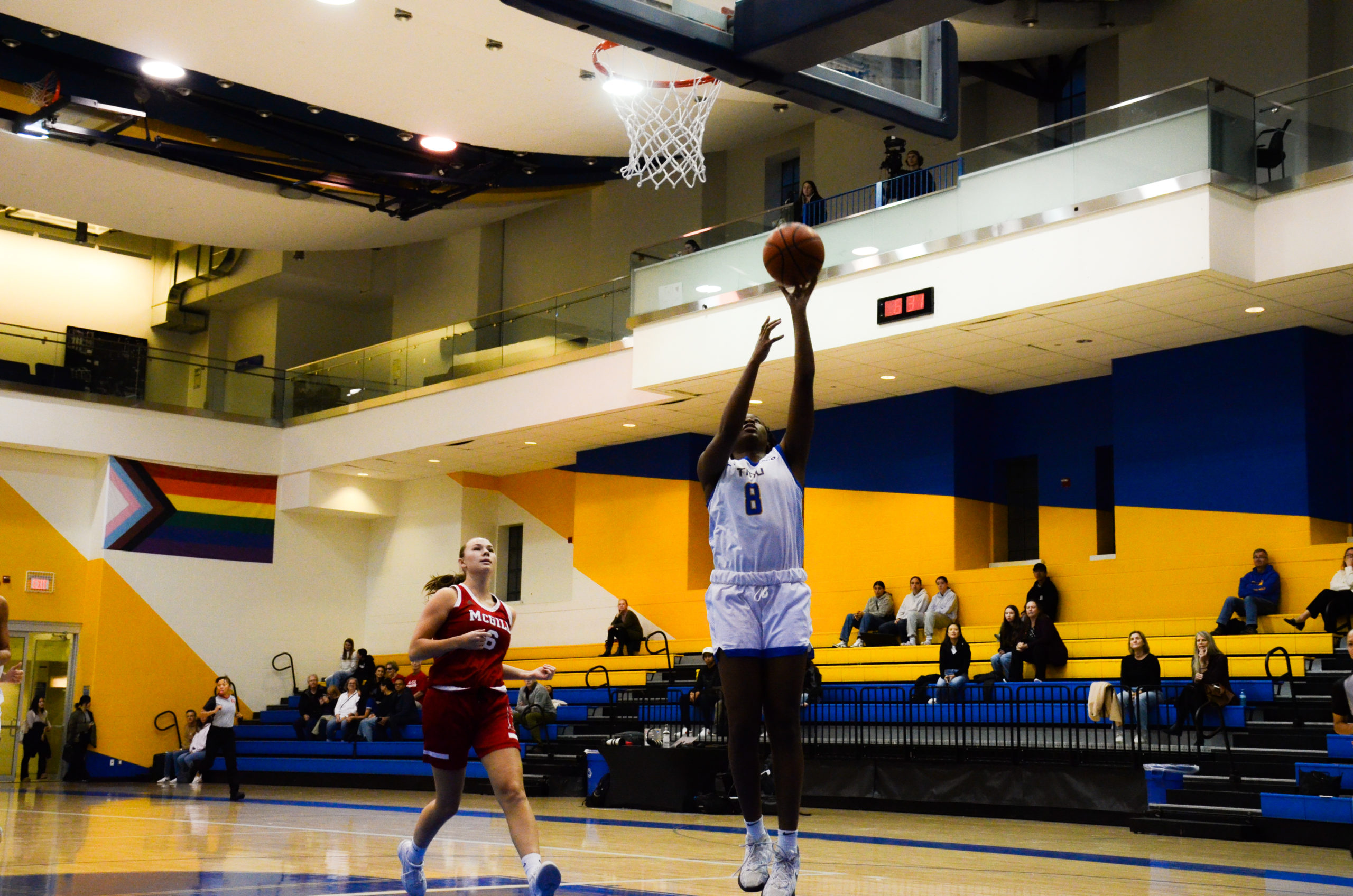 A TMU player attempts to shoot