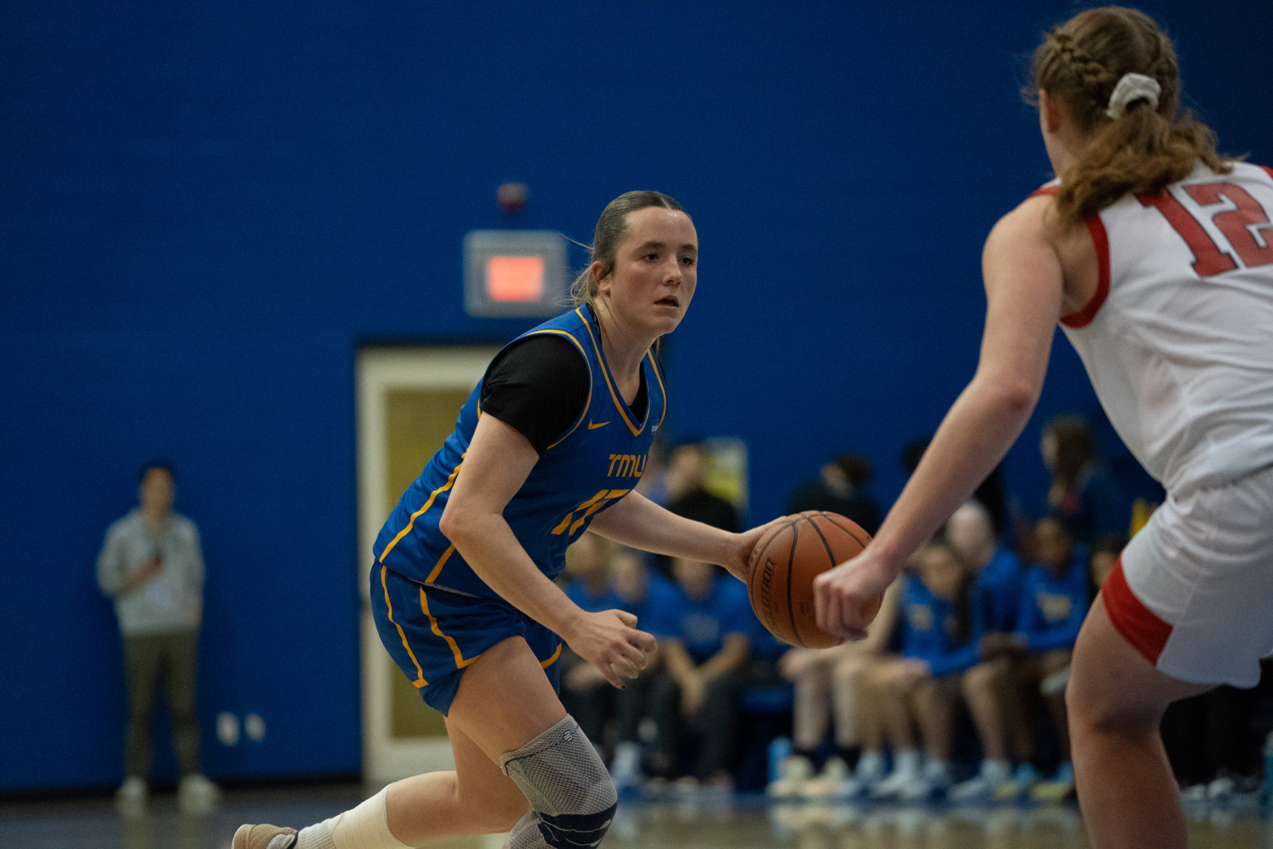 Catrina Garvey dribbling at the top of the key at the Mattamy Athletics Centre