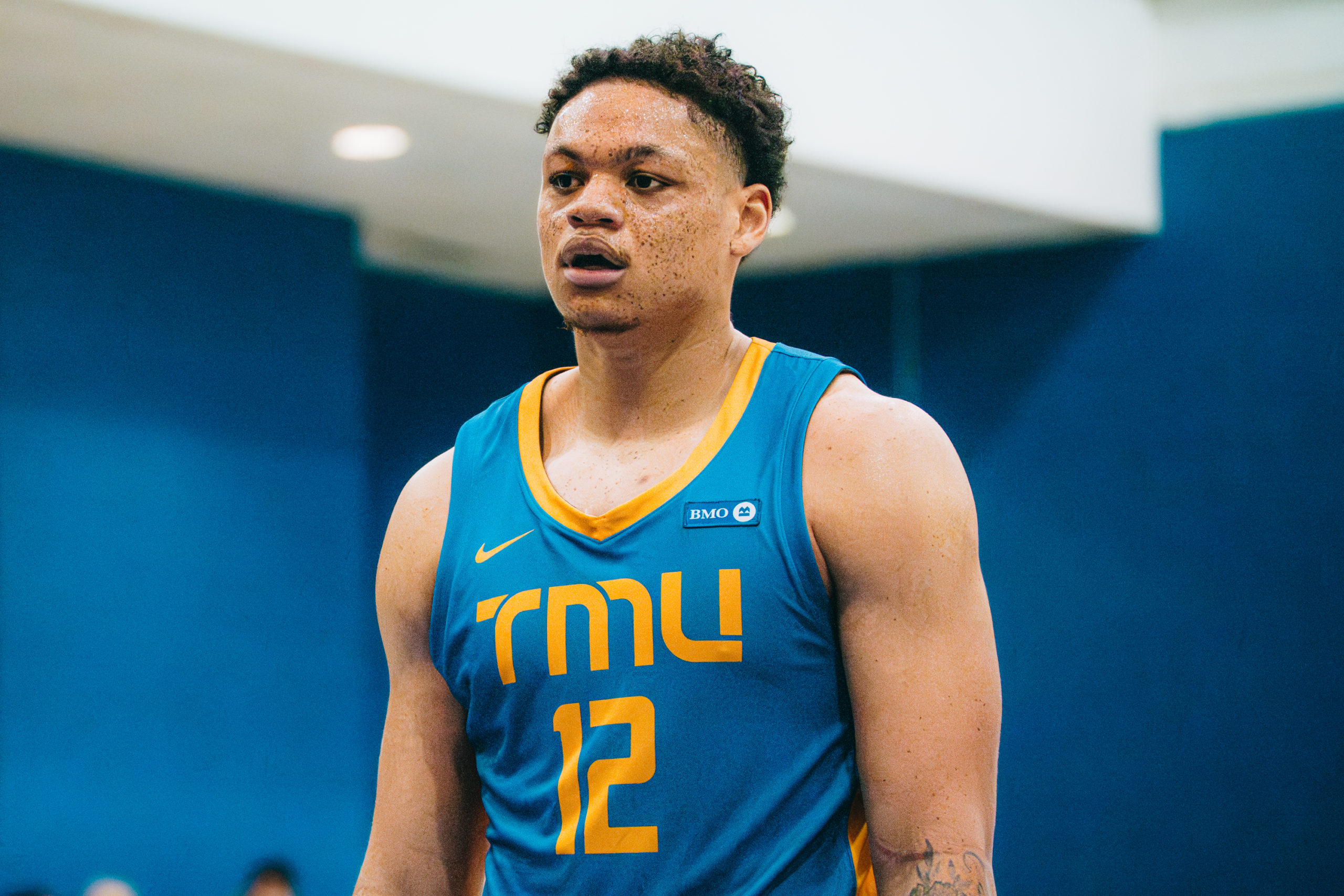 Aaron Rhooms looking into the distance at the Mattamy Athletics Centre