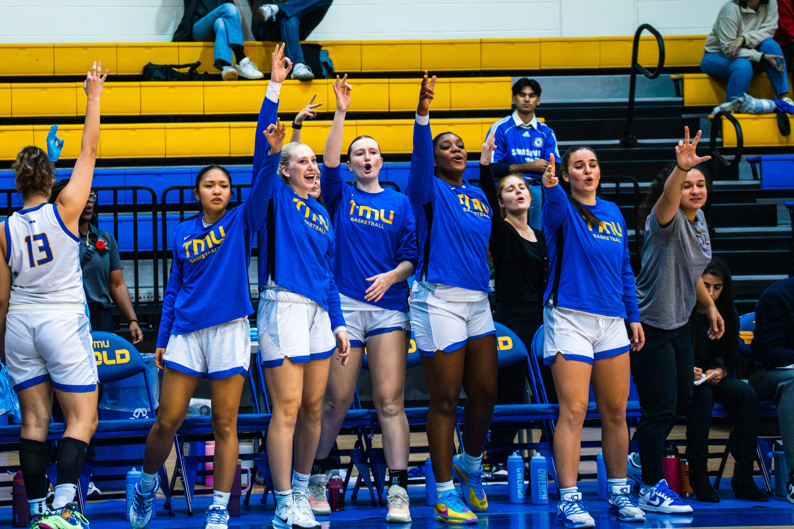 The bench celebrates a basket