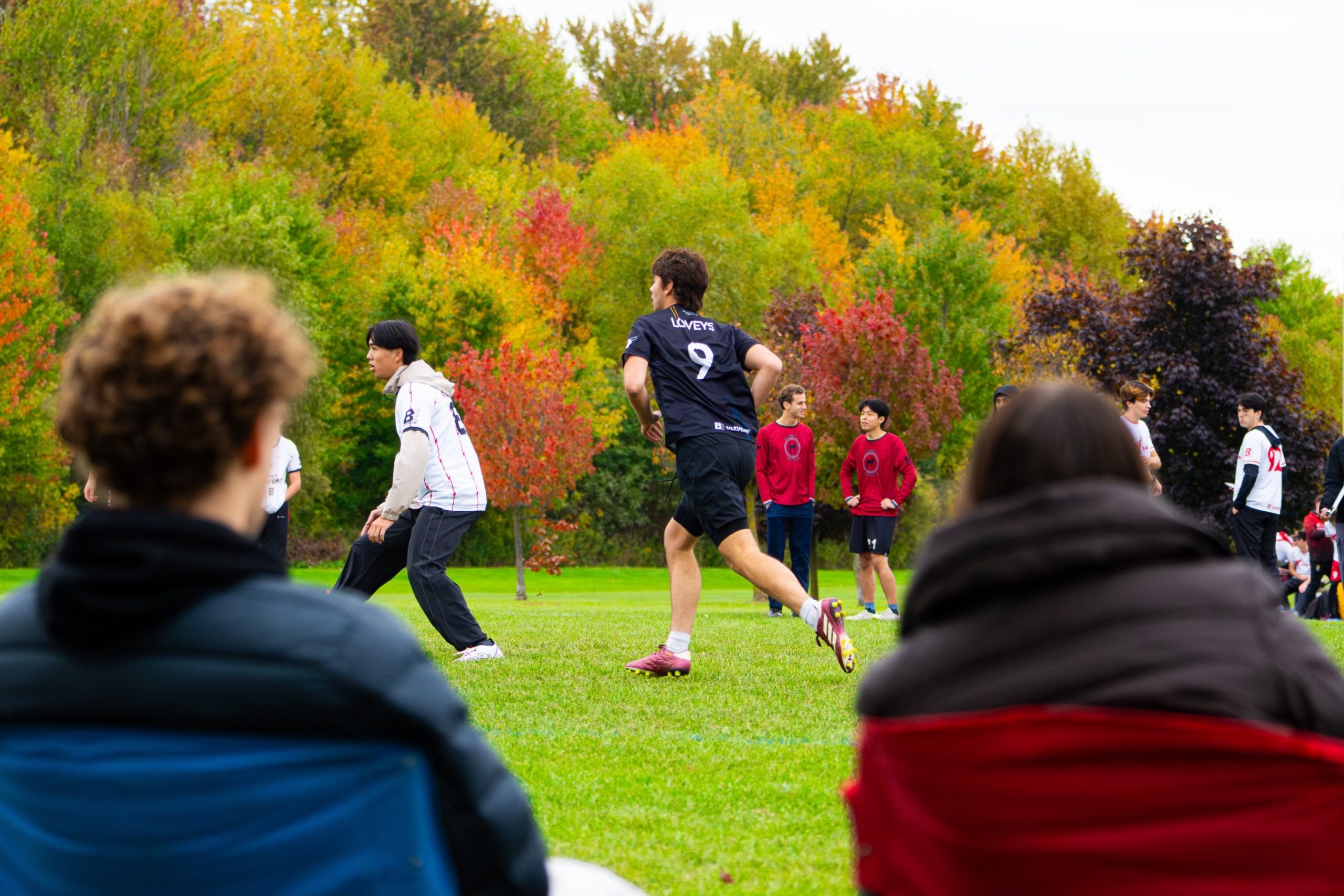 Loveys runs across the field