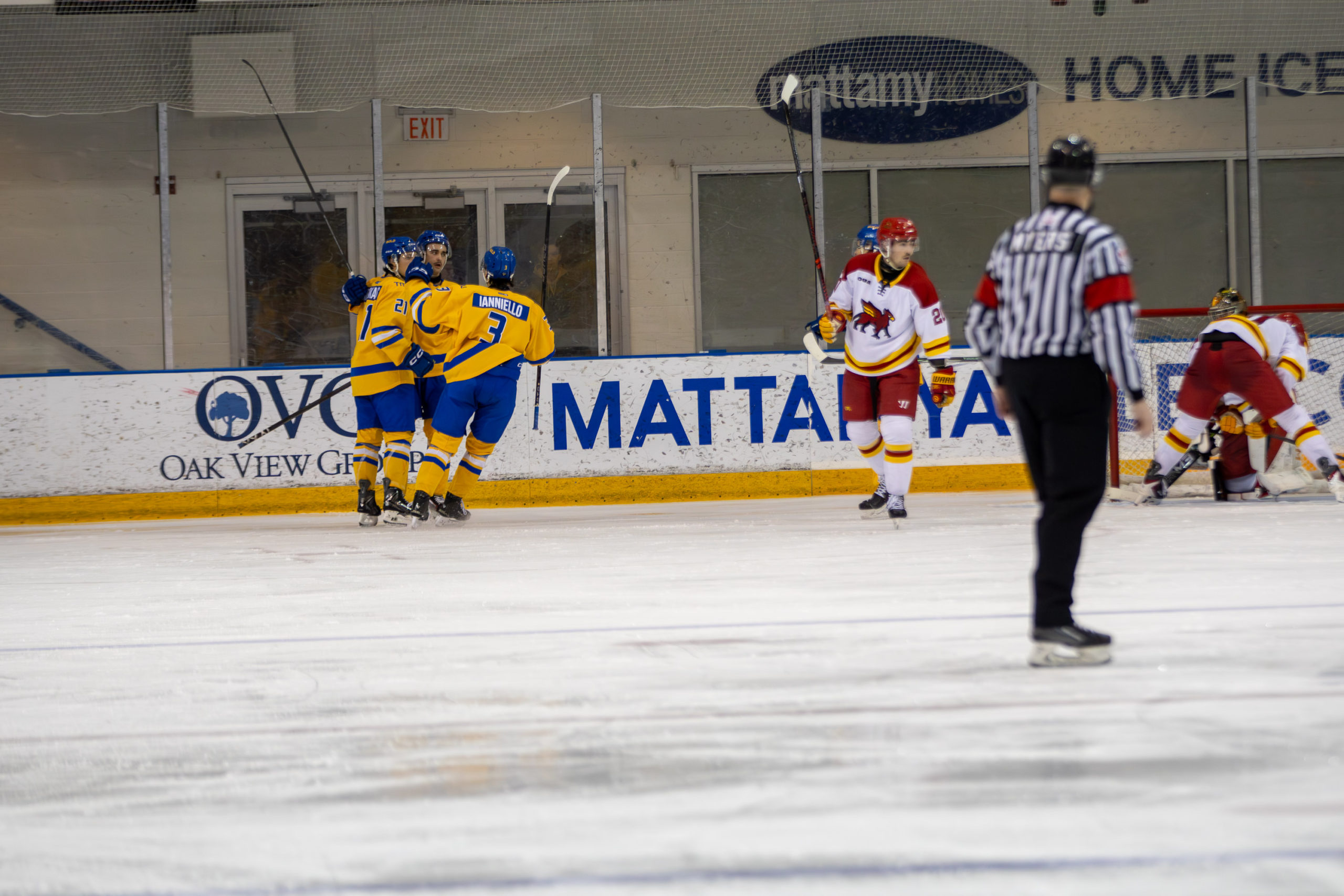 TMU celebrates a goal