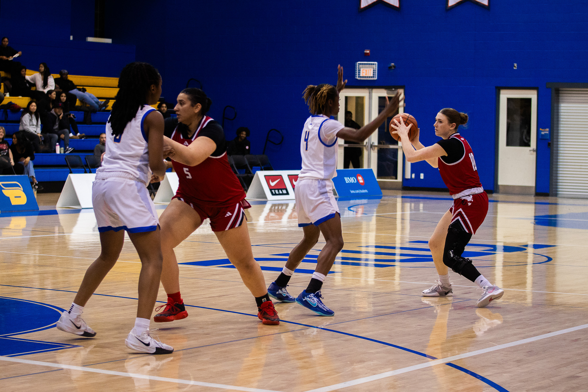 Myriam Kone on the ball defending a play at the Mattamy Athletics Centre