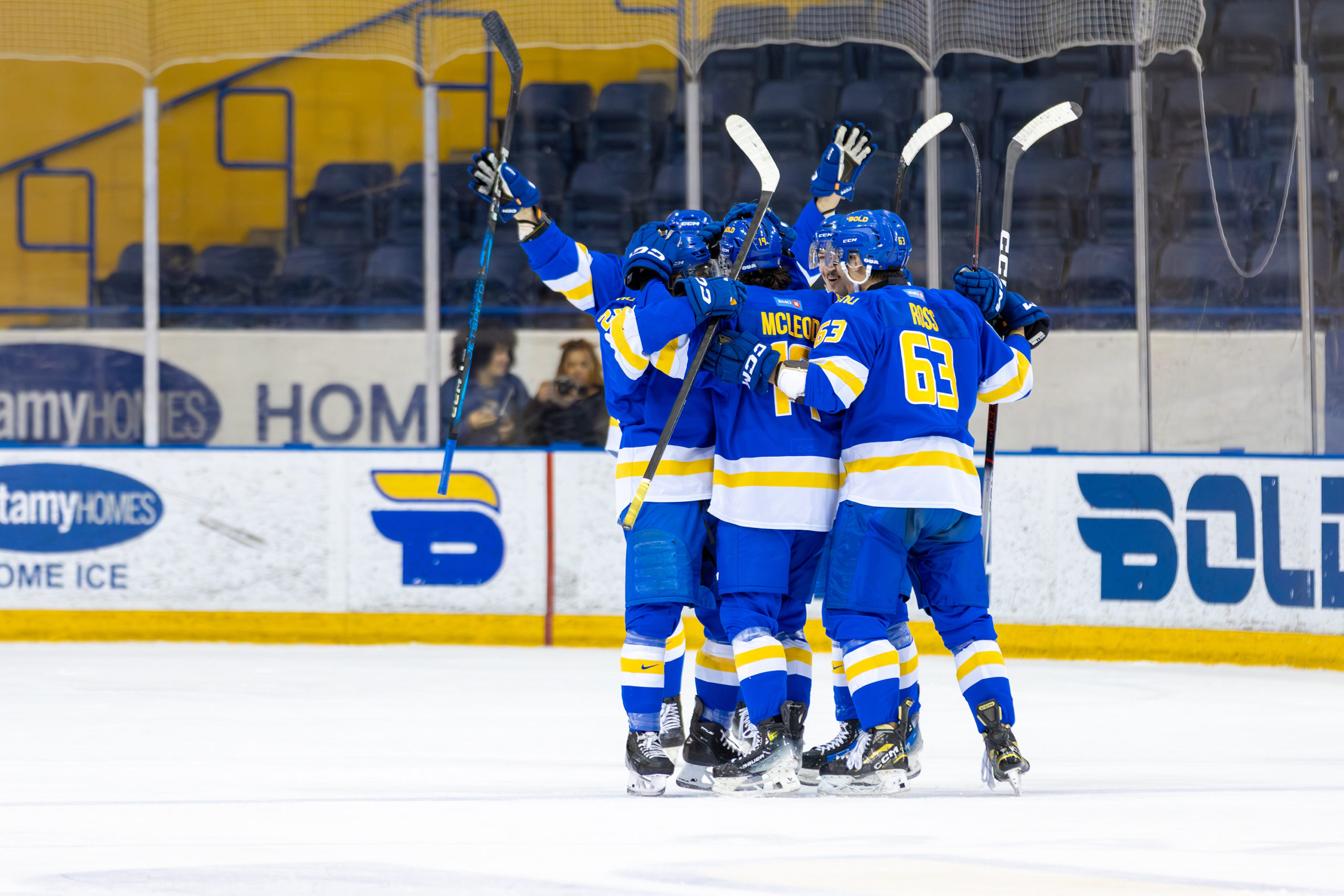 TMU celebrates a goal