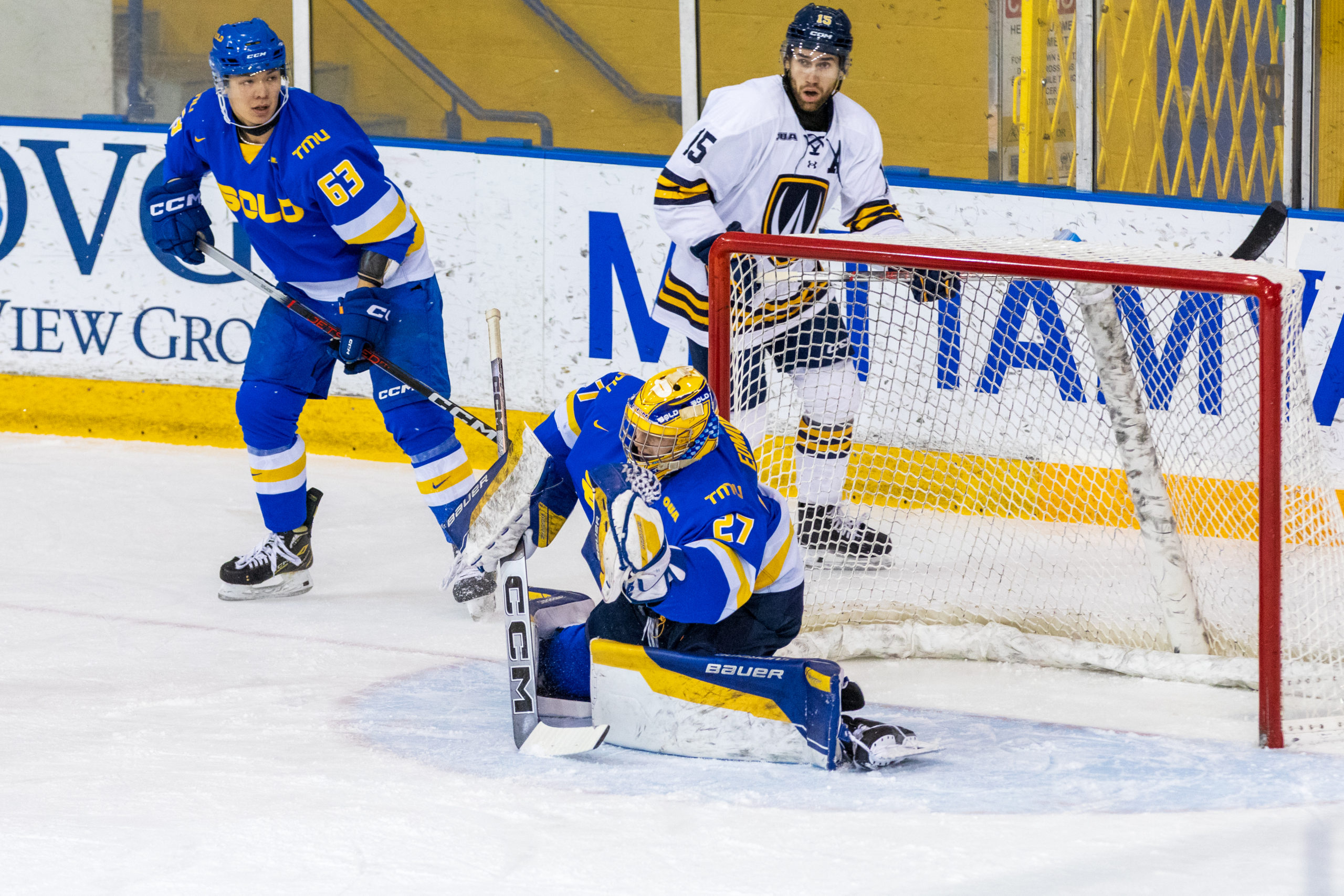 Kai Edmonds makes a save