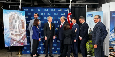 Representatives from TMU, Cedar Podium and the Ontario government at the press conference held at the Image Arts Centre on Nov. 13, 2025
