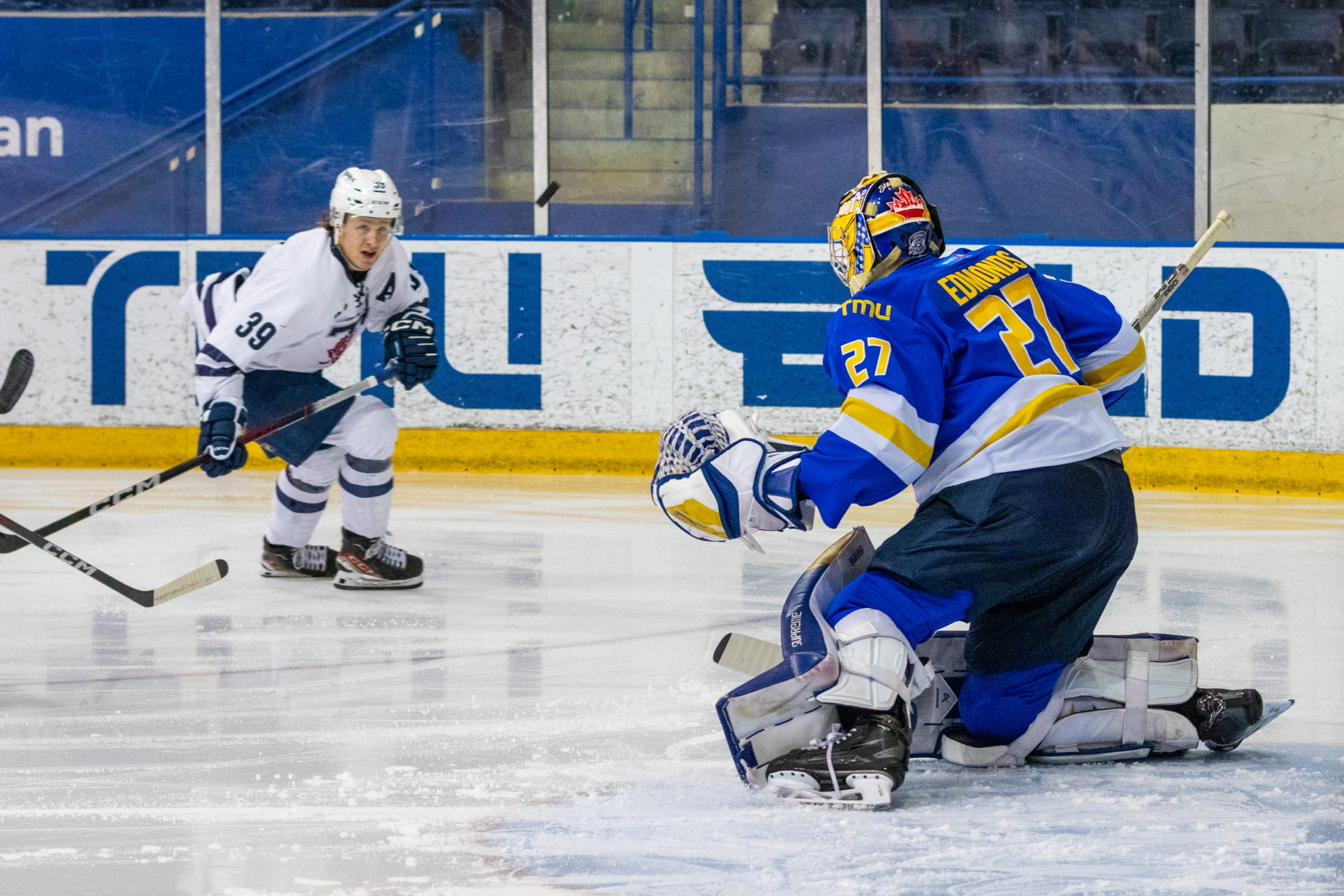 Edmonds protects his net from U of T