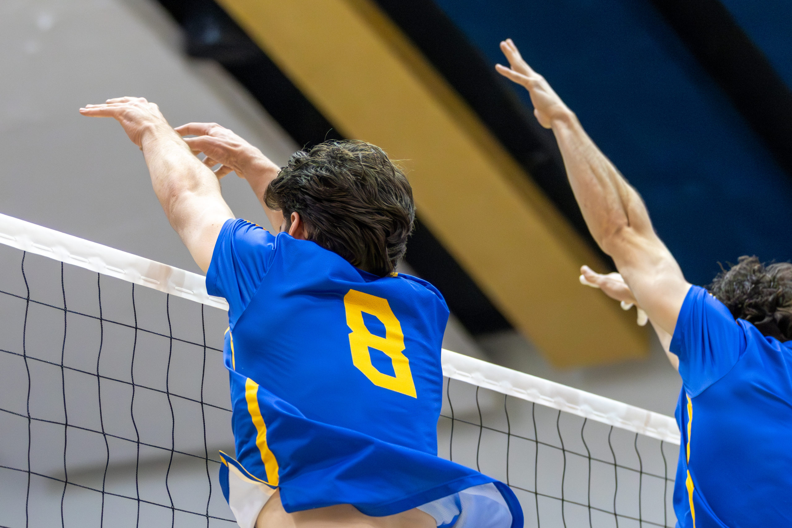 TMU player goes for a block