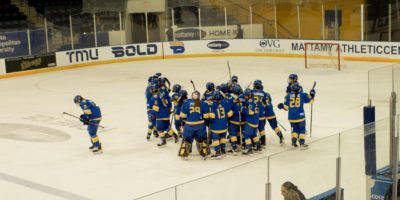 TMU celebrates their hard-fought overtime win