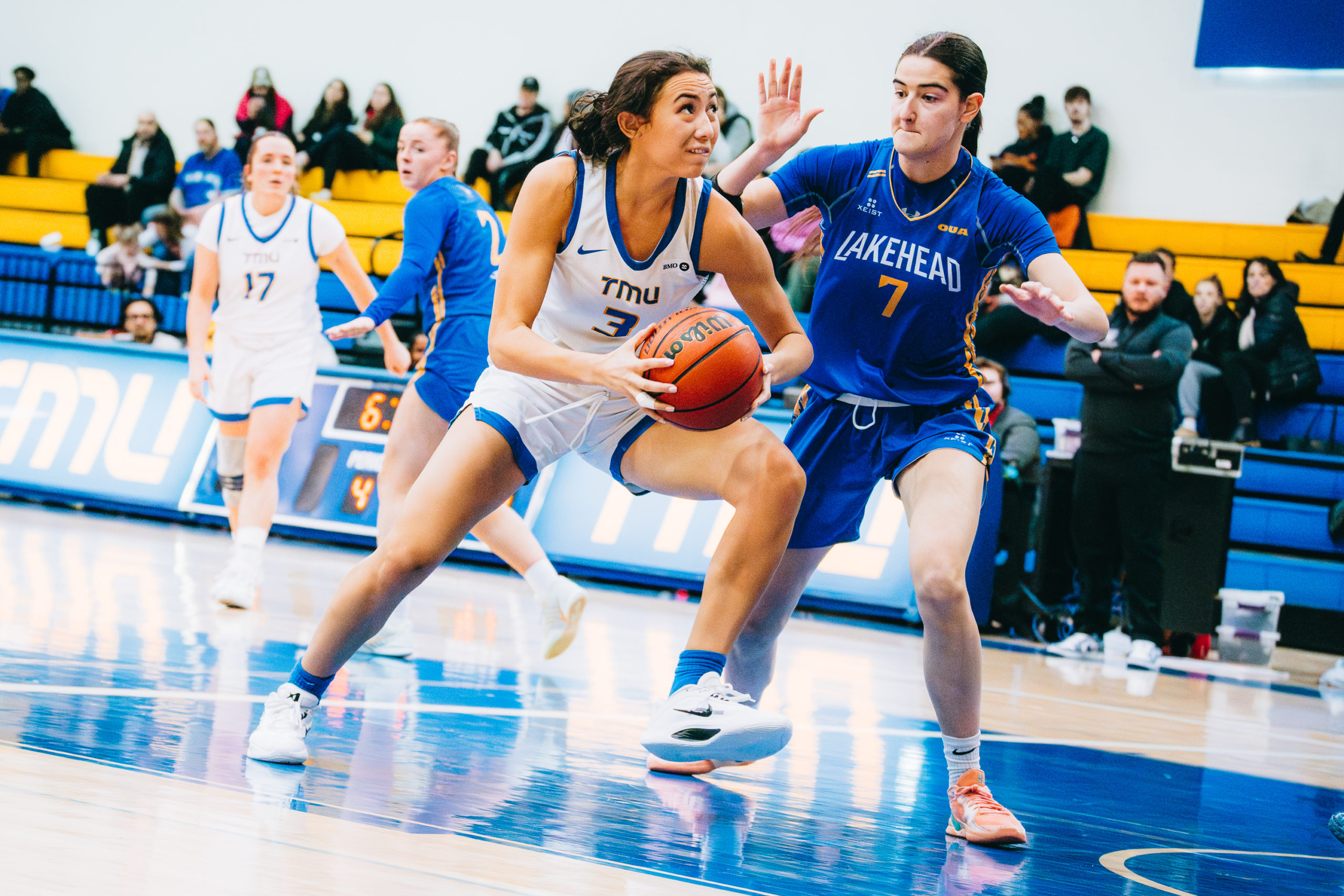 A TMU player prepares to take a shot