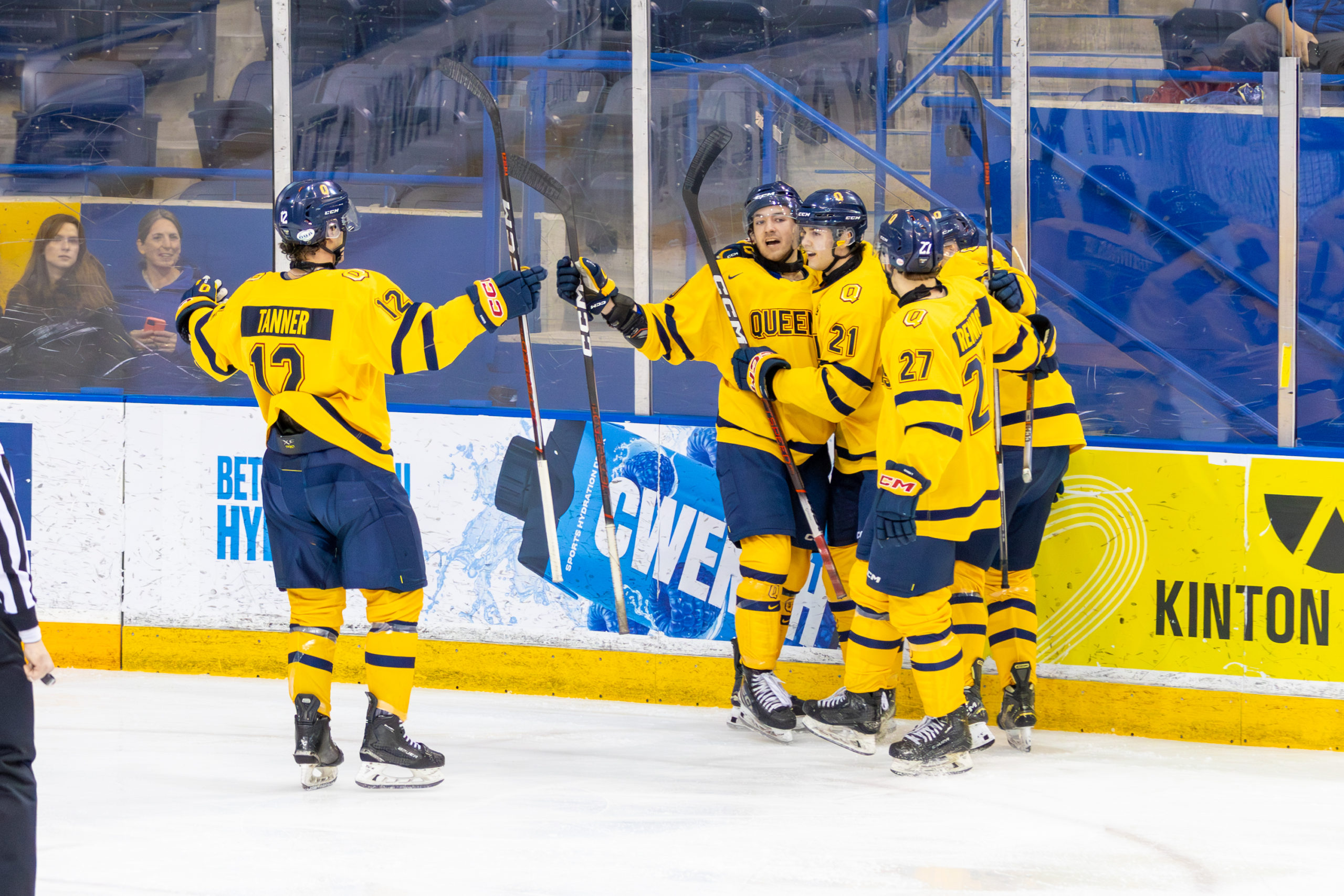 Queen's celebrates a goal