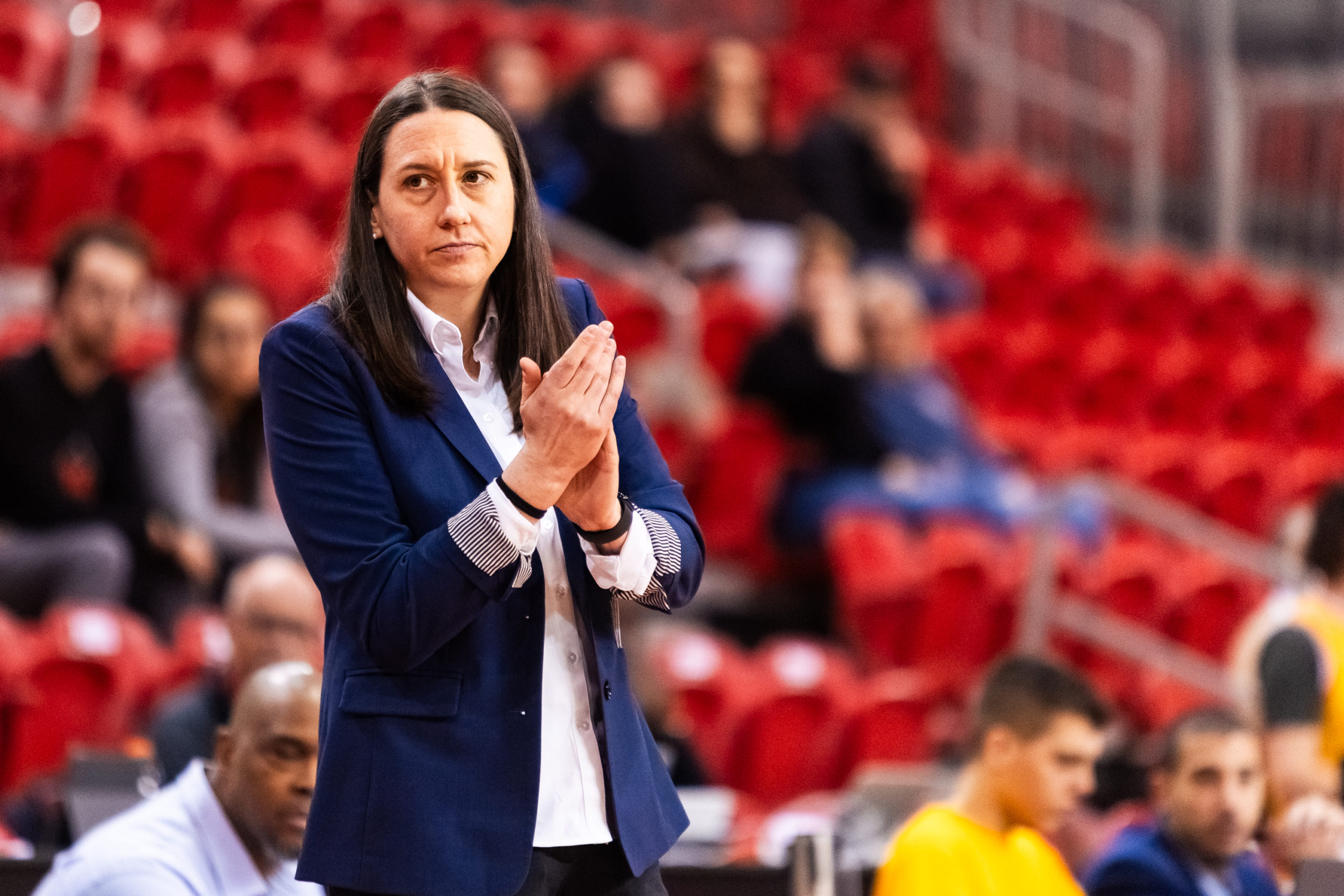 Carley Clarke clapping after a posession