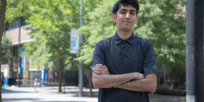 A portrait of TMSU president Zain Baig on TMU campus.