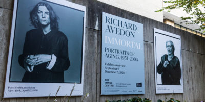 Photo of promotional signage of the Richard Avedon, Immortal exhibit.