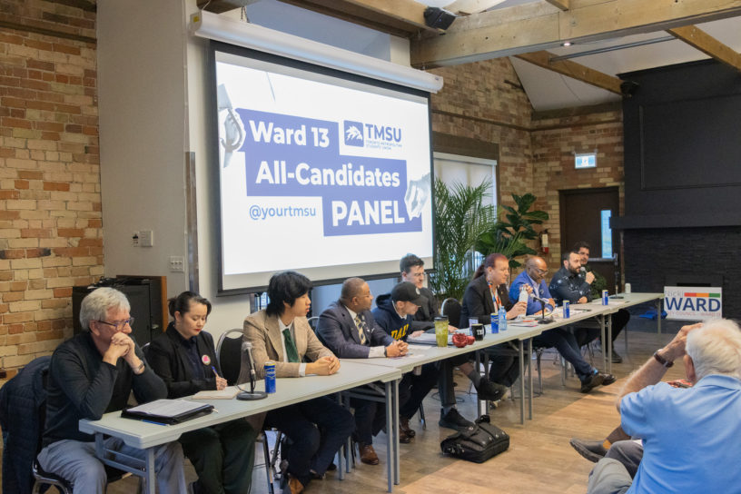 A photo from the Ward 13 All-Candidates panel.