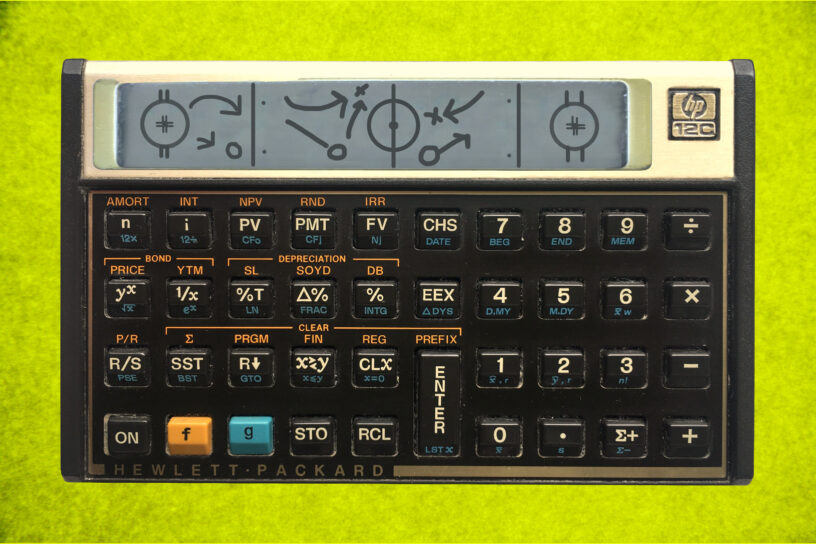 A calculator that displays sports plays instead of numbers.